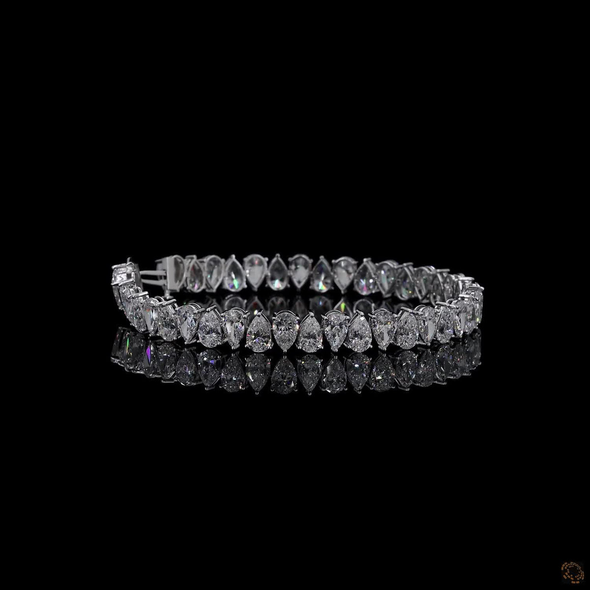 10.12 Ct  Pear Cut Diamond Tennis Bracelet in White Gold