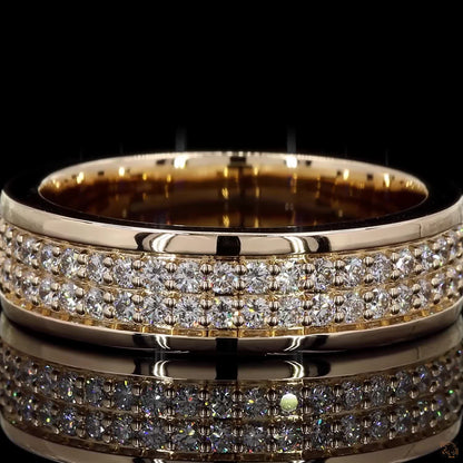 0.91 Ct Yellow Gold 62 Round Diamond  Wedding Band Ring