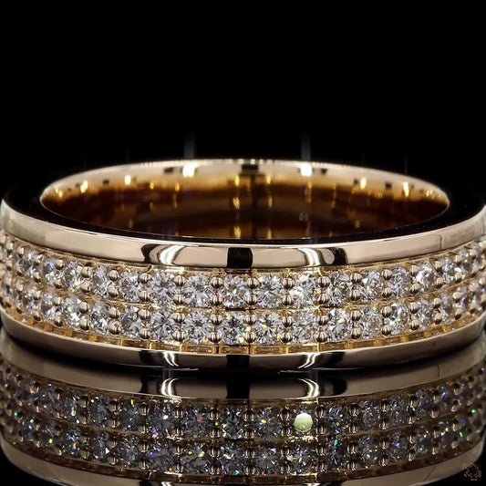 0.91 Ct Yellow Gold 62 Round Diamond  Wedding Band Ring