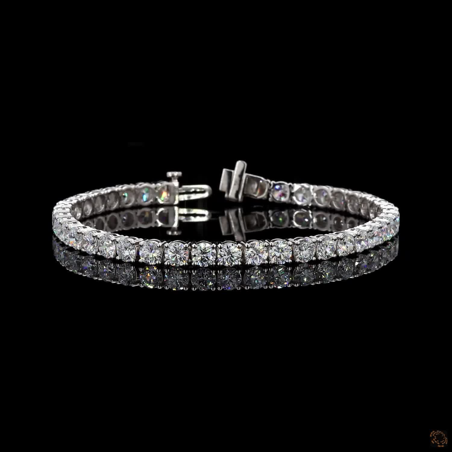 10.76 Ct 14K White Gold Graduated Round  Tennis Bracelet with Double Latch Box Clasp