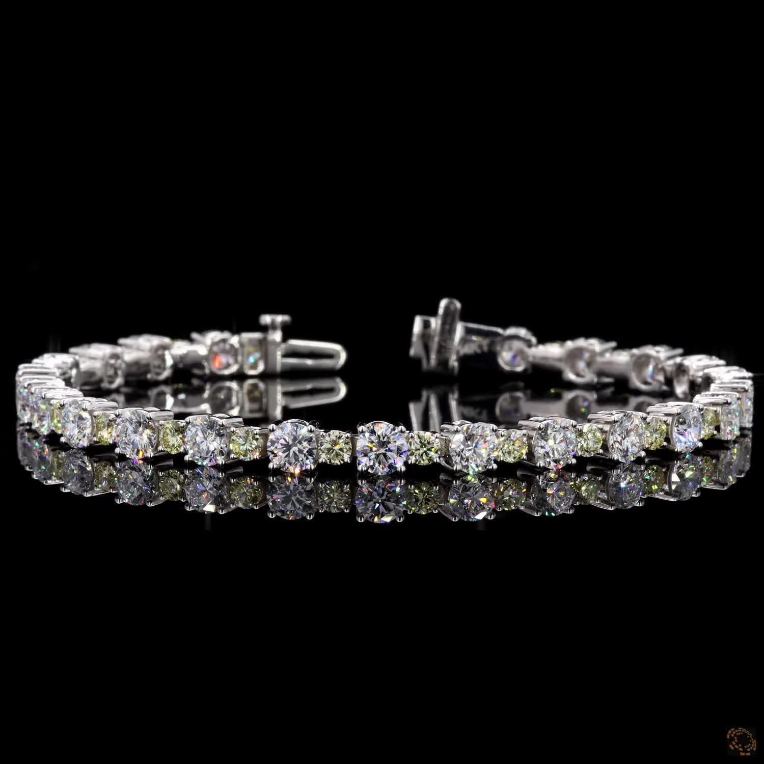 9.24 Ct Classic Stackable Tennis Fancy Color Diamond Bracelet
