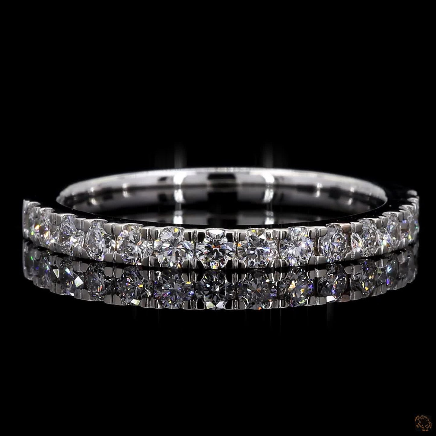 0.37 Ct Wedding Band Ring Round Real Diamond 14k White Gold Plated Silver
