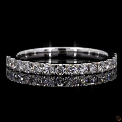 0.37 Ct Wedding Band Ring Round Real Diamond 14k White Gold Plated Silver