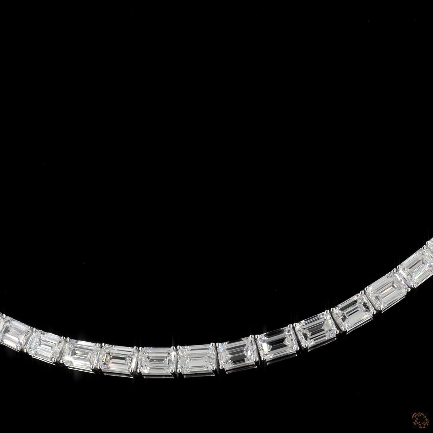 34.83 Ct Horizontal Emerald Cut Lab-Grown Diamond Eternity Tennis Necklace (Copy)
