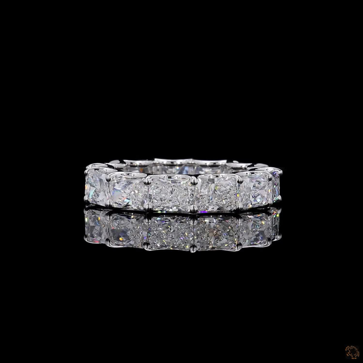 6.79 Ct East West Radiant Cut Eternity Band, Horizontal Radiant Cut Wedding Band, East-West Diamond Eternity Ring, Scalloped Basket Radiant Eternity Ring