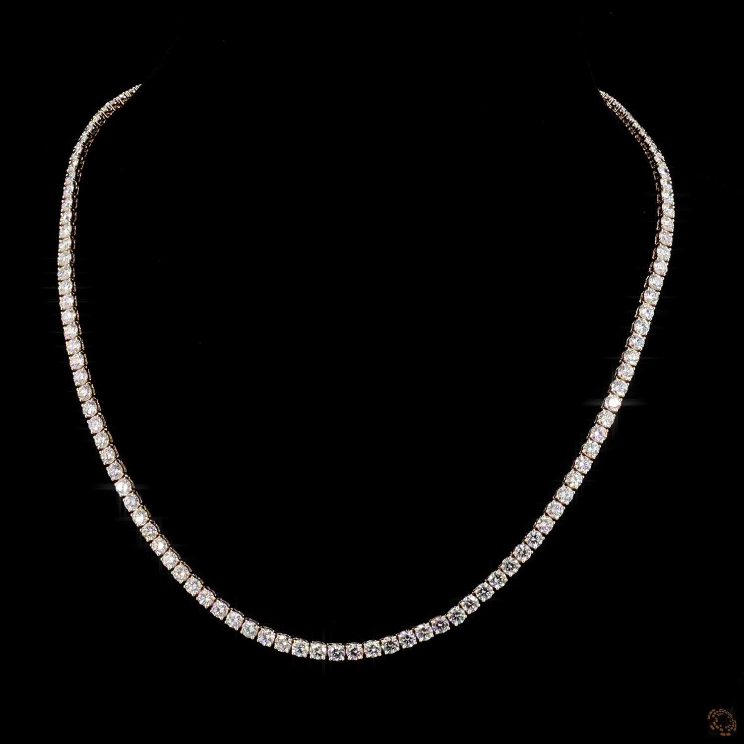 18.27 Ct Single strand of uniform, continuous round brilliant-cut diamonds