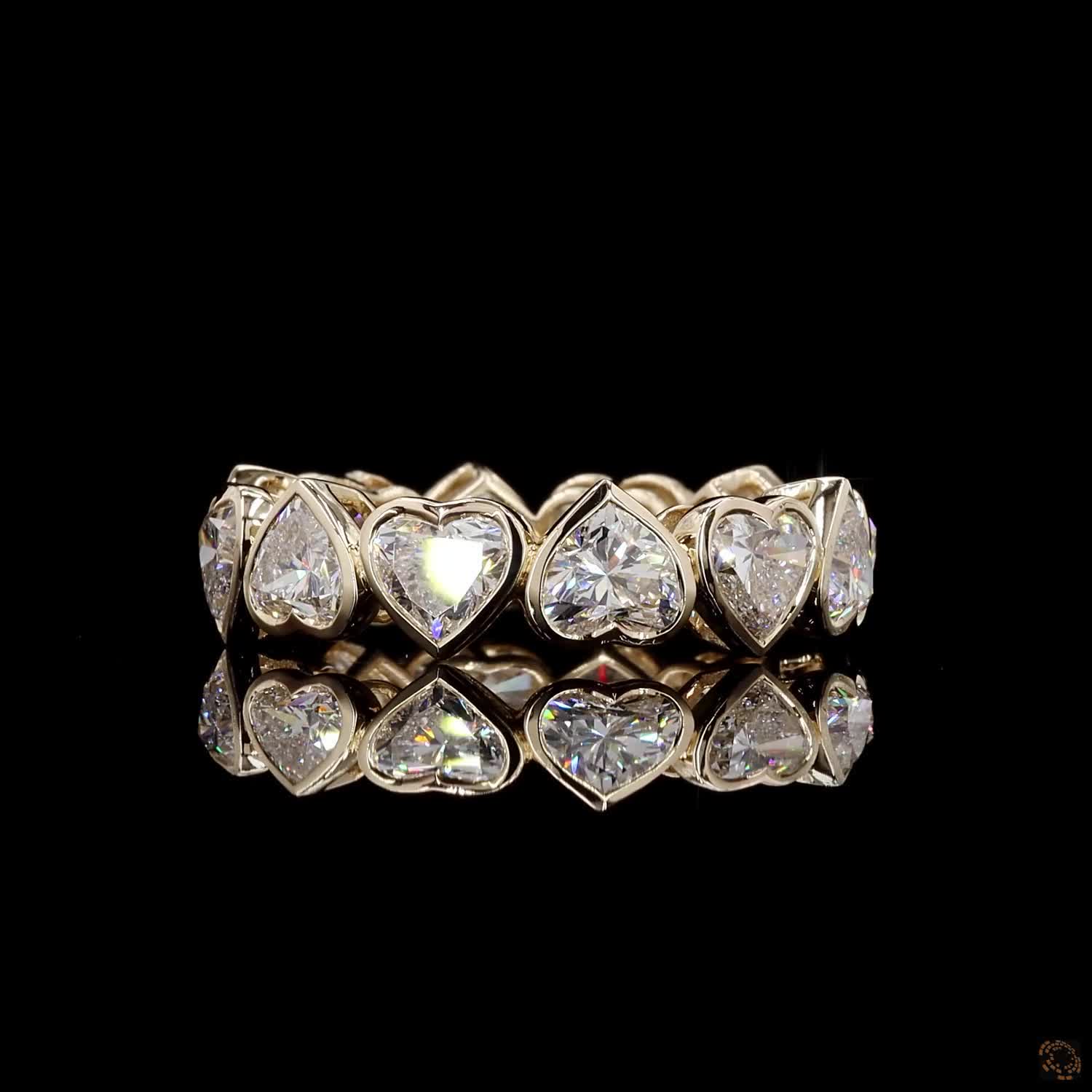 6.92 Ct Heart-Shaped Diamond Eternity Band Ring | Solid 14K Gold Anniversary Ring