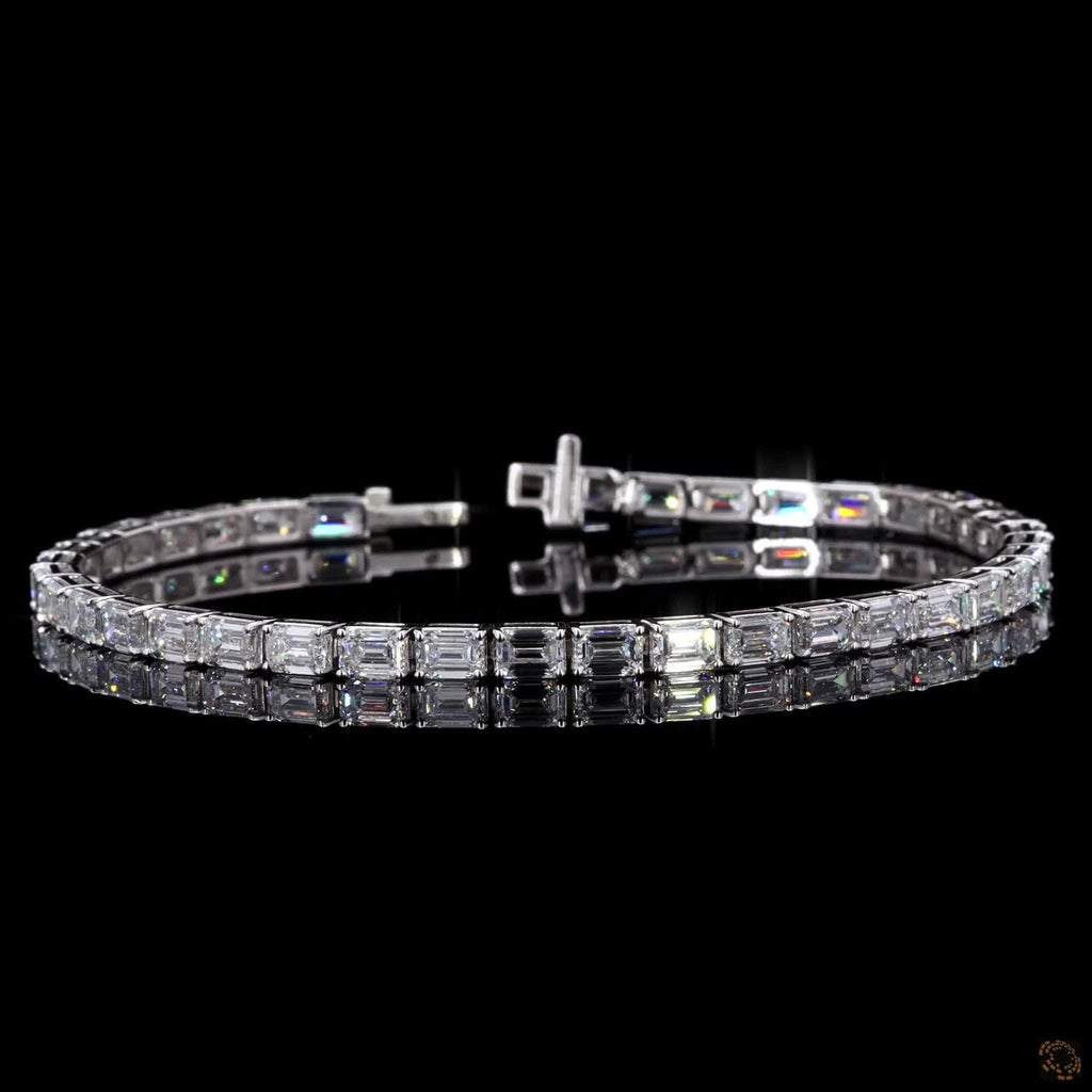 9.95Ct Emerald Cut Lab-Grown Diamond Women Tennis Bracelet 14K White Gold Plated