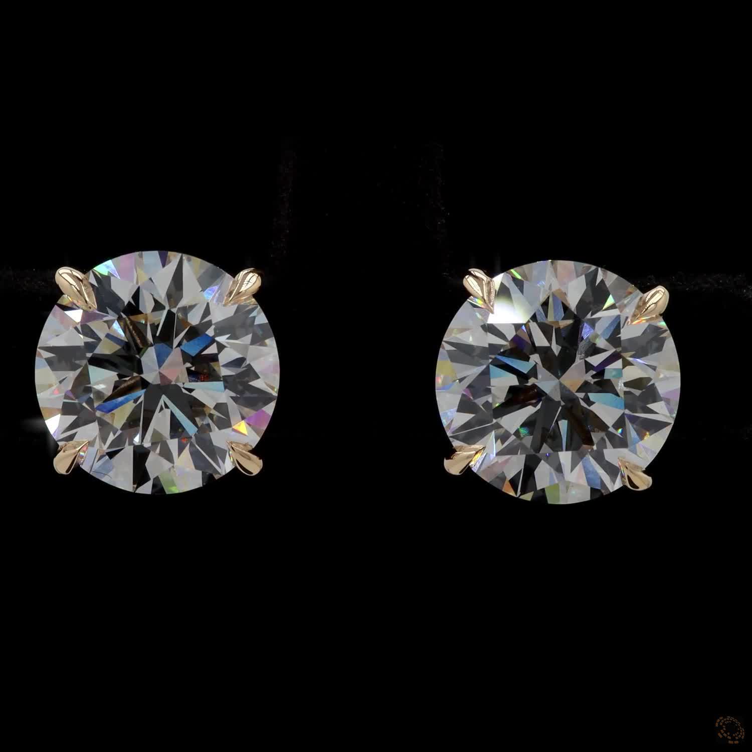 7.15 Ct Round Diamond Solitaire Stud Earrings, High-Polish 14K Yellow Gold 4-Prong Claw Earrings for Women