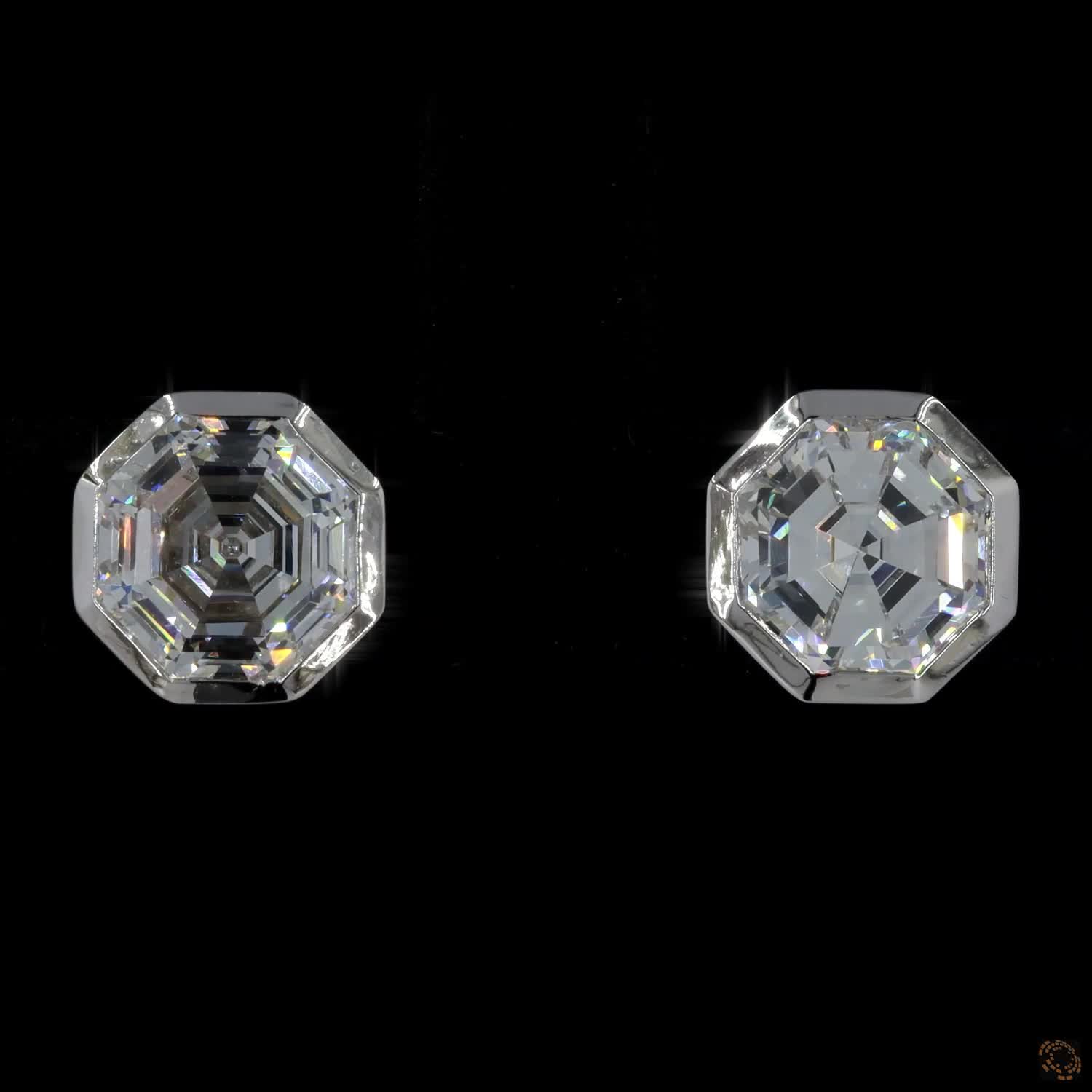 3.19 Cts 14K WHITE GOLD Octagon Shape Studs Earring