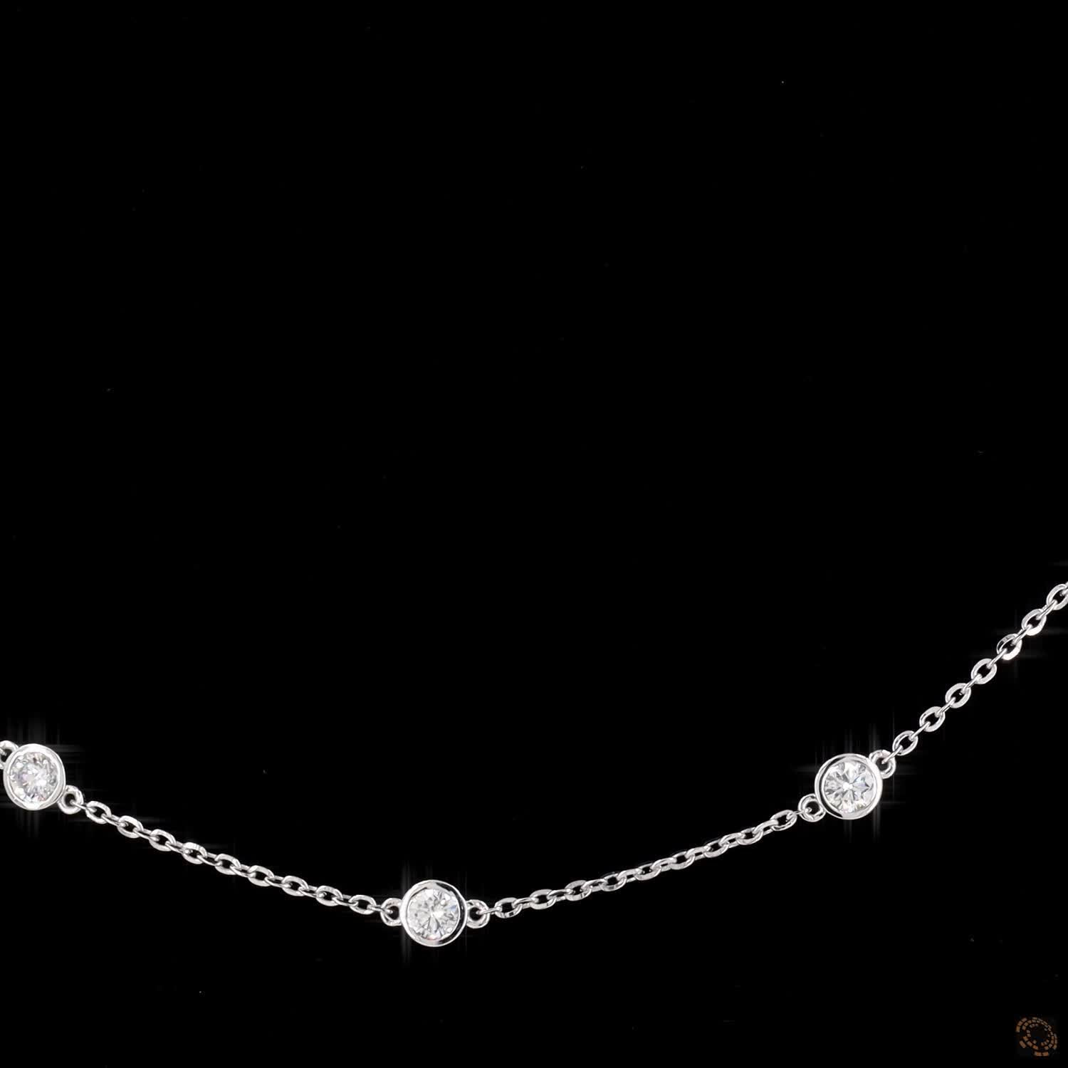 2.01 Ct White Gold Bezel Set Round Diamond Station Fashion Necklace