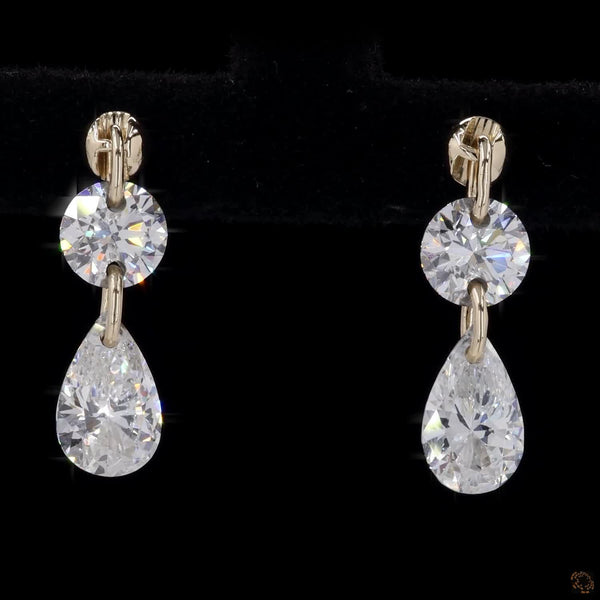 1.82 Ct Lab Grown Diamond Two Stone Fashion Earrings