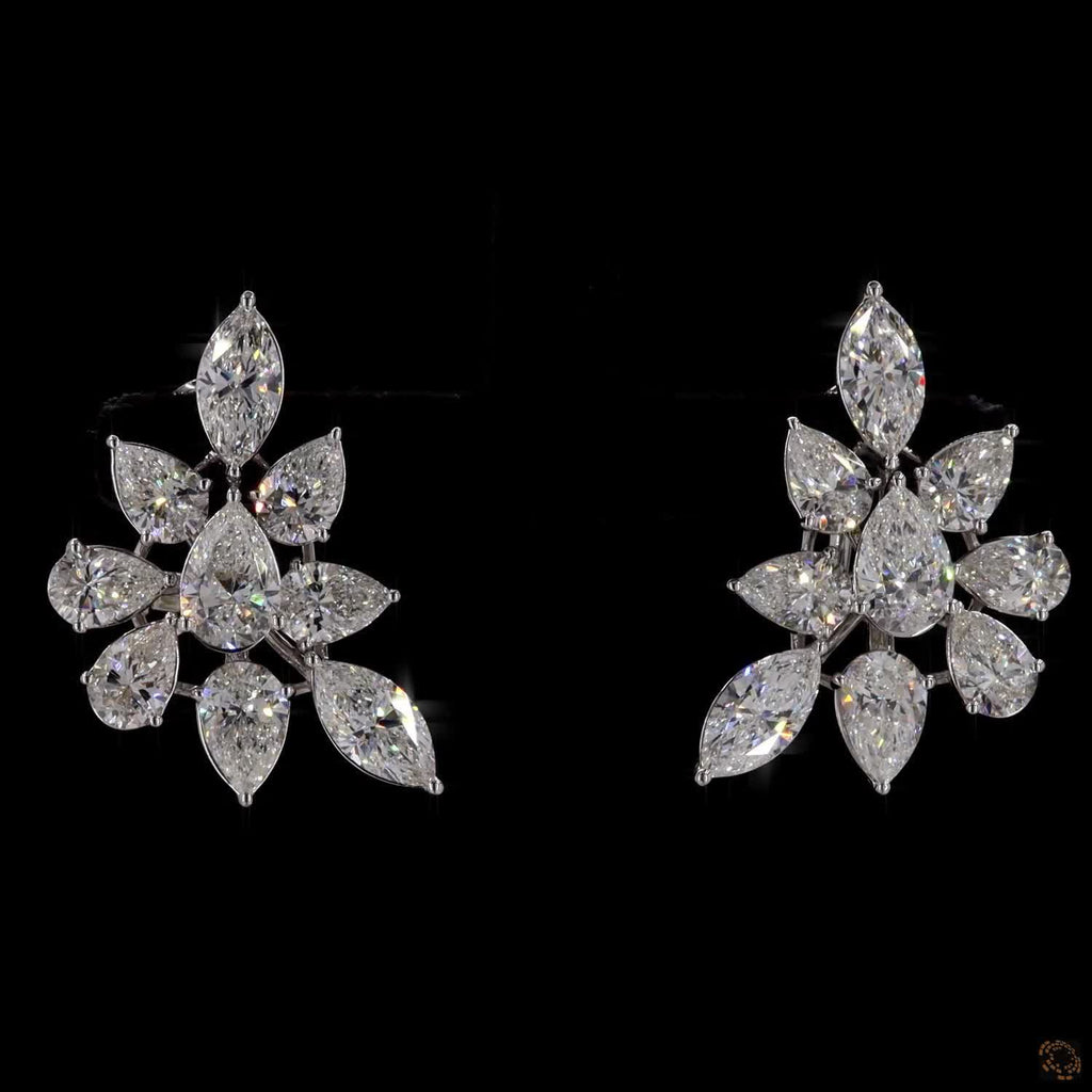 8.10 Ct Real Diamonds 14k White Gold Cluster Earrings