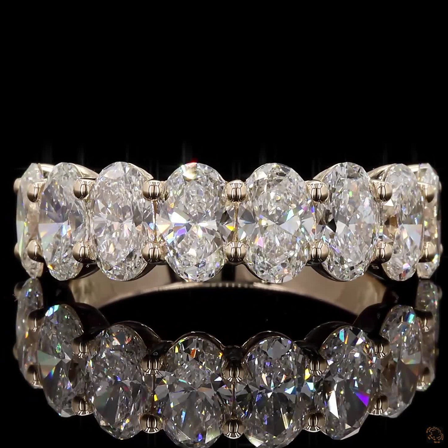 3.22 Ct Oval Lab Diamond Eternity Band - 14K Yellow Gold