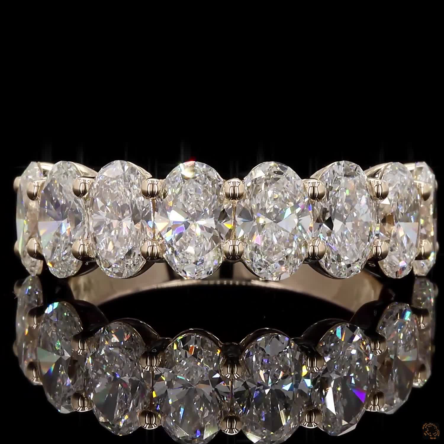 3.22 Ct Oval Lab Diamond Eternity Band - 14K Yellow Gold