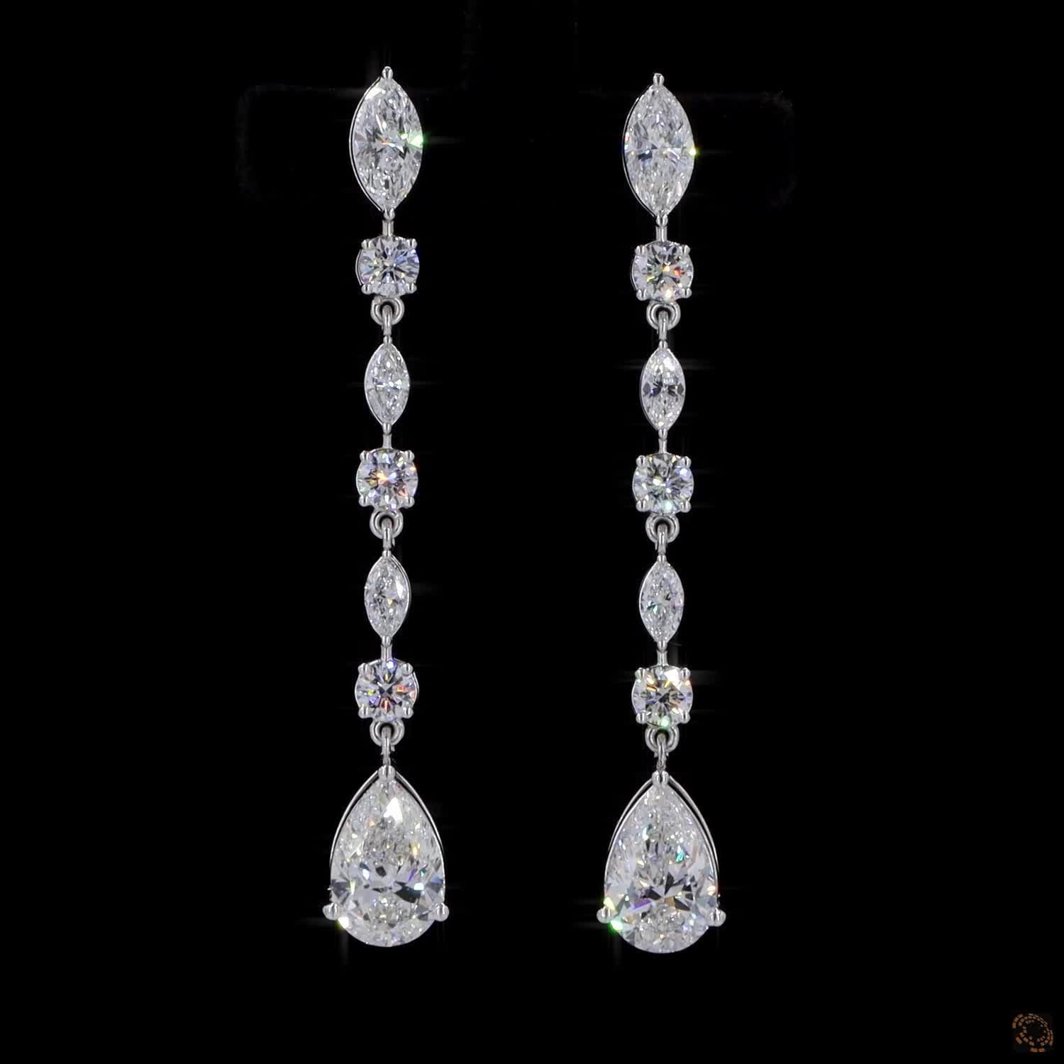 5.66 Ct Multi-Shape Earrings 14K White Gold