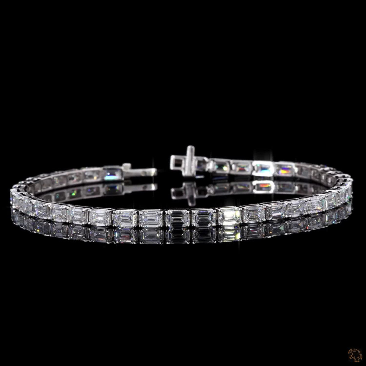 9.95 Ct White Gold Emerald Cut Fancy  Bracelet, Horizontal Step Cut  Bracelet, Modern Fine Jewelry Gift