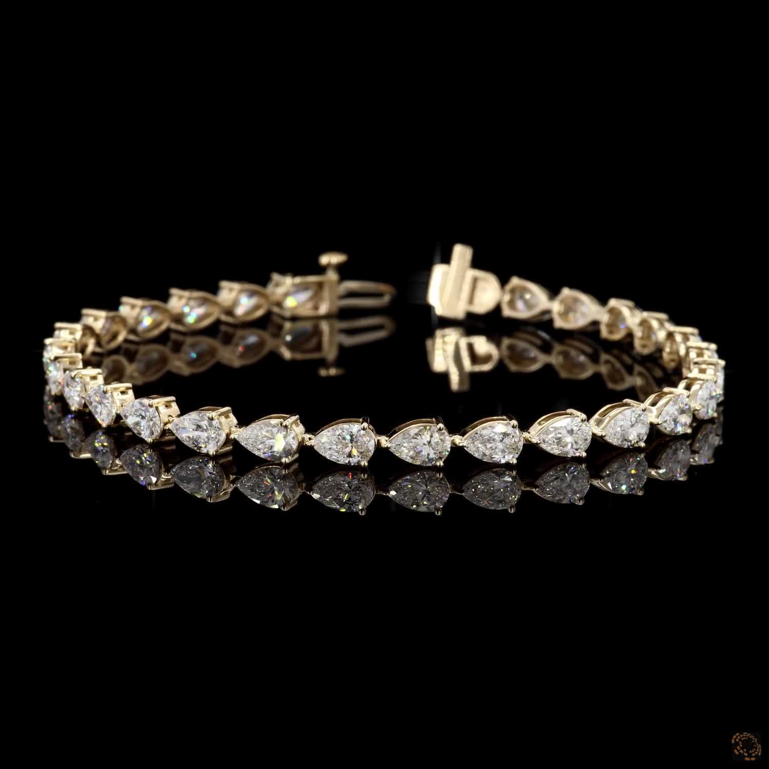 7.00 Ct Yellow Gold Fency  Bracelet, Horizontal East West Moissanite Eternity Bracelet, Modern Everyday Stackable Fine Jewelry, Chic Gift for Her