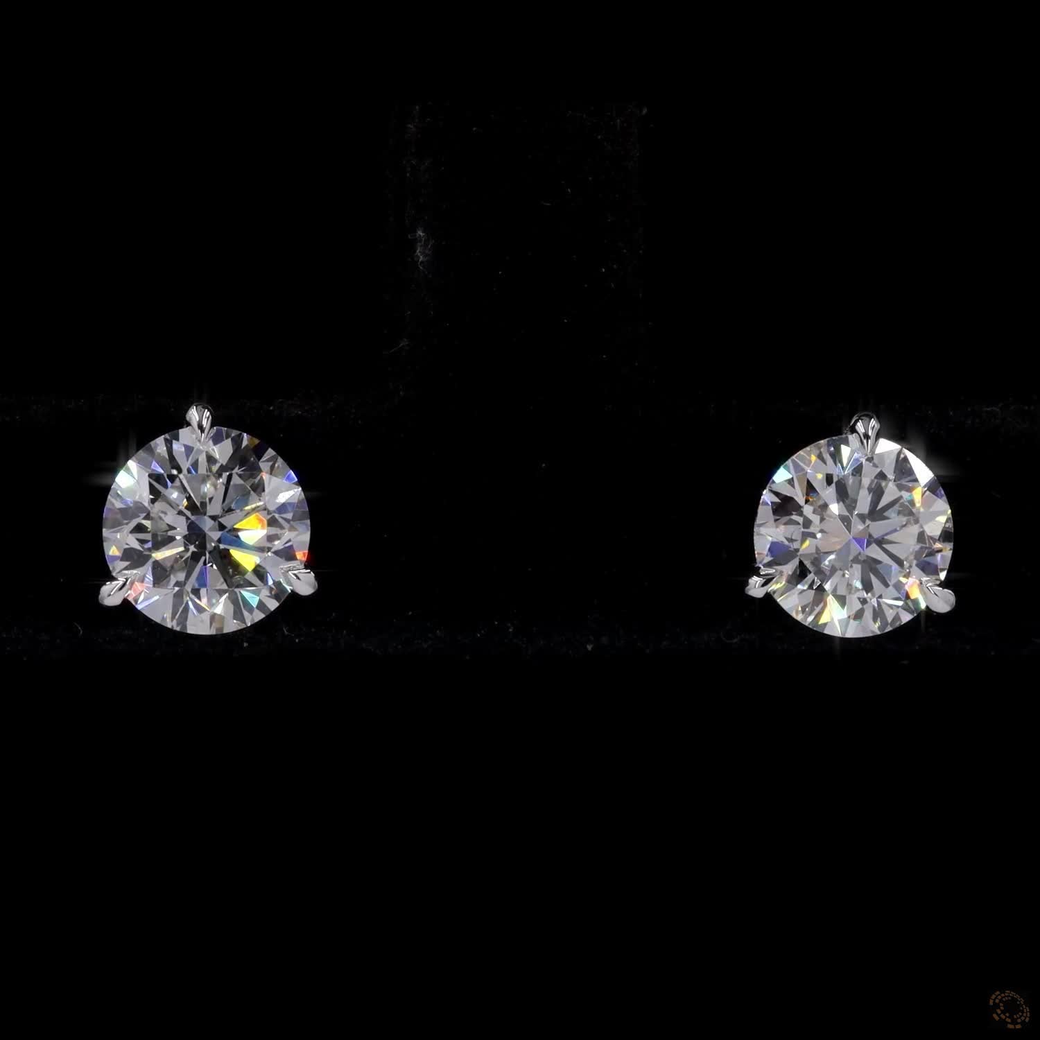 0.93 Ct Round Diamond Solitaire Stud Earrings, High-Polish 14K White Gold 3-Prong Split Claw Studs for Women