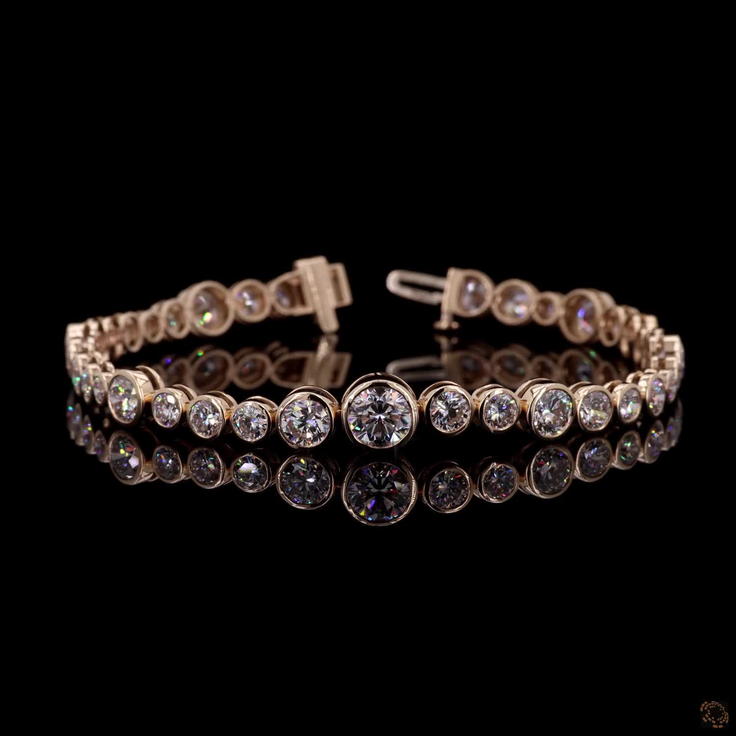 9.99 Ct Yellow Gold Bezel Fancy Bracelet, Round Brilliant Moissanite Eternity Bracelet, Modern Minimalist Stackable Bridal & Anniversary Jewelry (Copy)