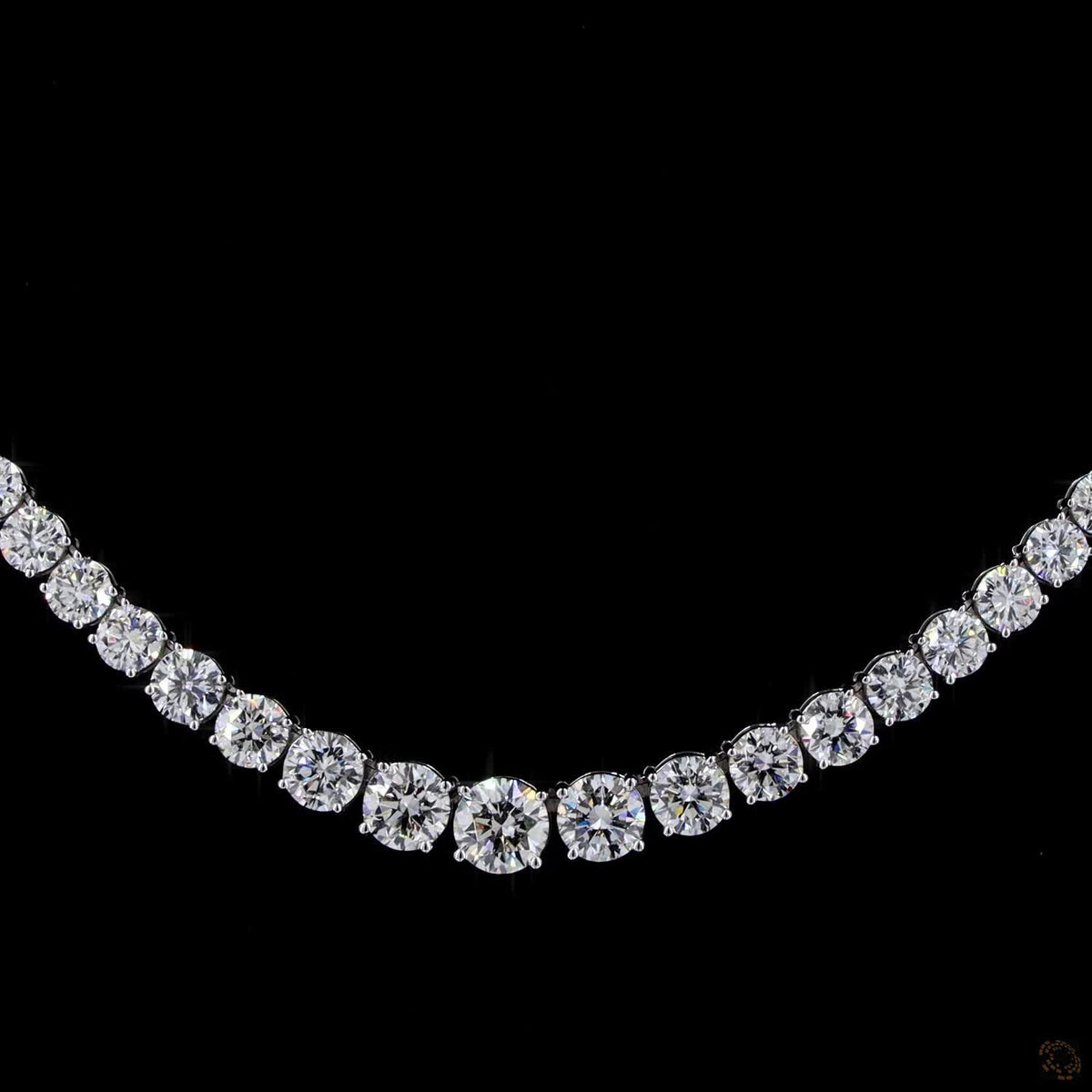 17.68 Ct Graduated Round Cut Lab-Grown Diamond Tennis Necklace in 14K White Gold