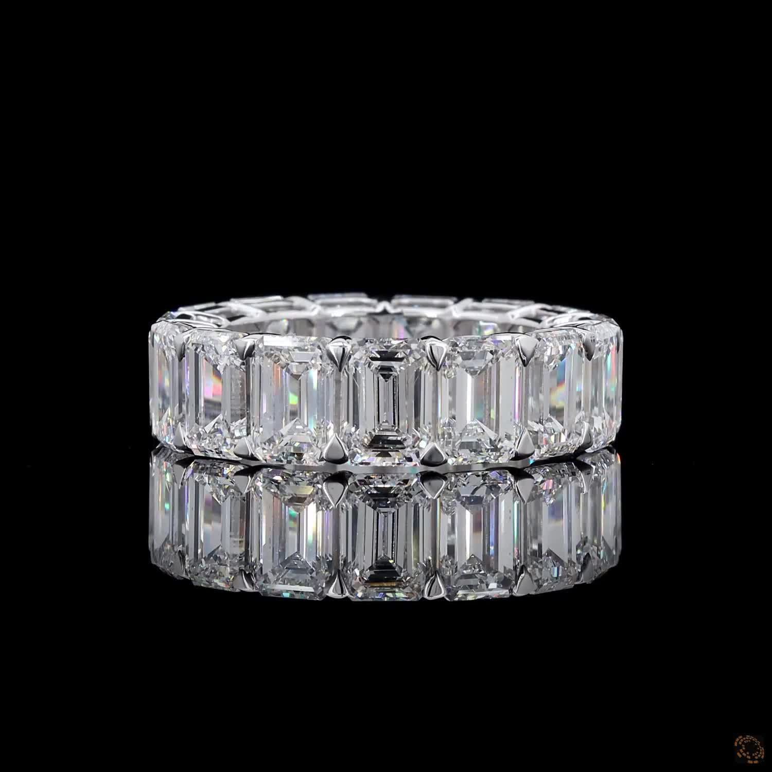 13.60 Ct Emerald Cut Diamond Eternity Band – Shared Prong Wedding Ring