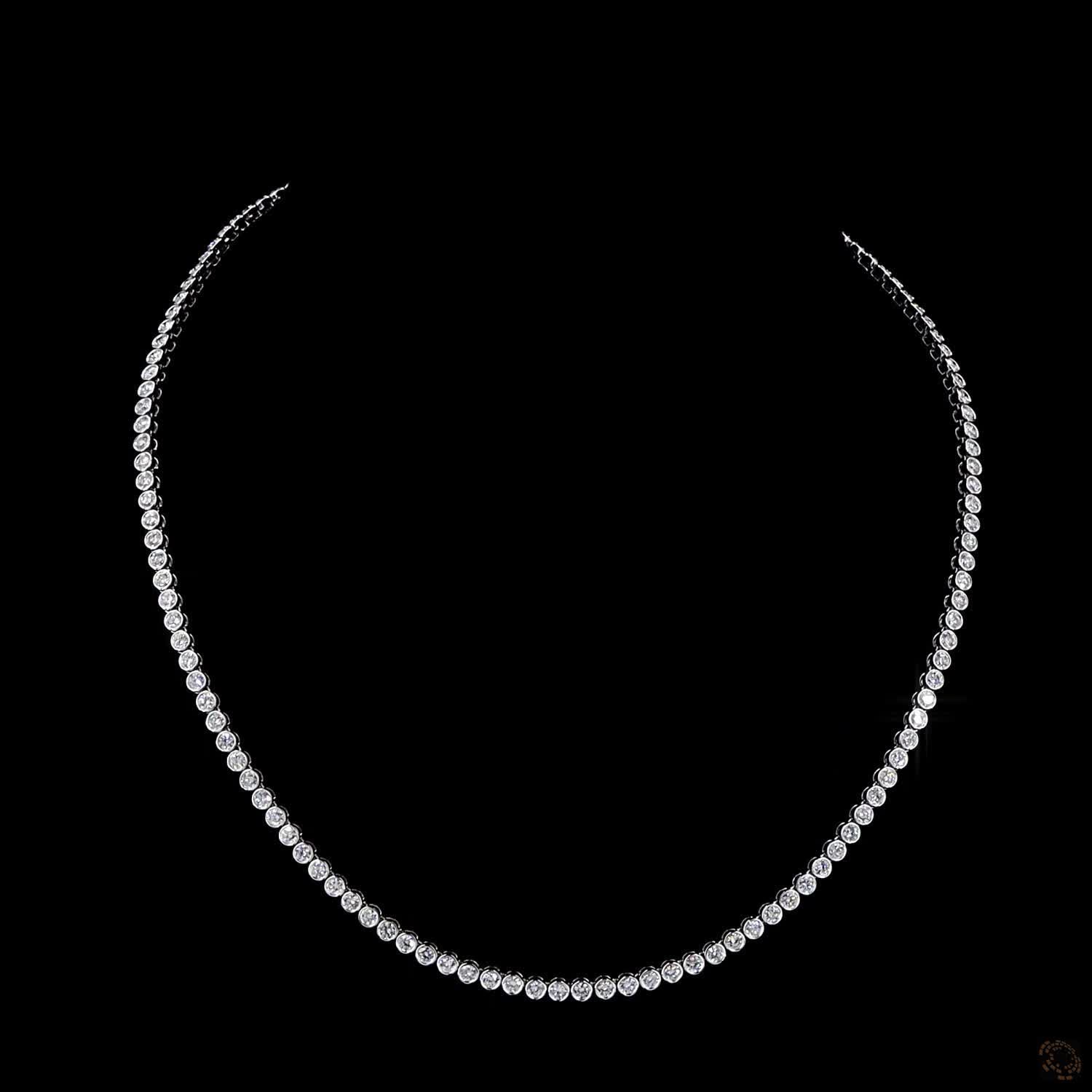 8.3 Ct Bezel-Set Round Cut Lab-Grown Diamond Tennis Necklace in 14K White Gold