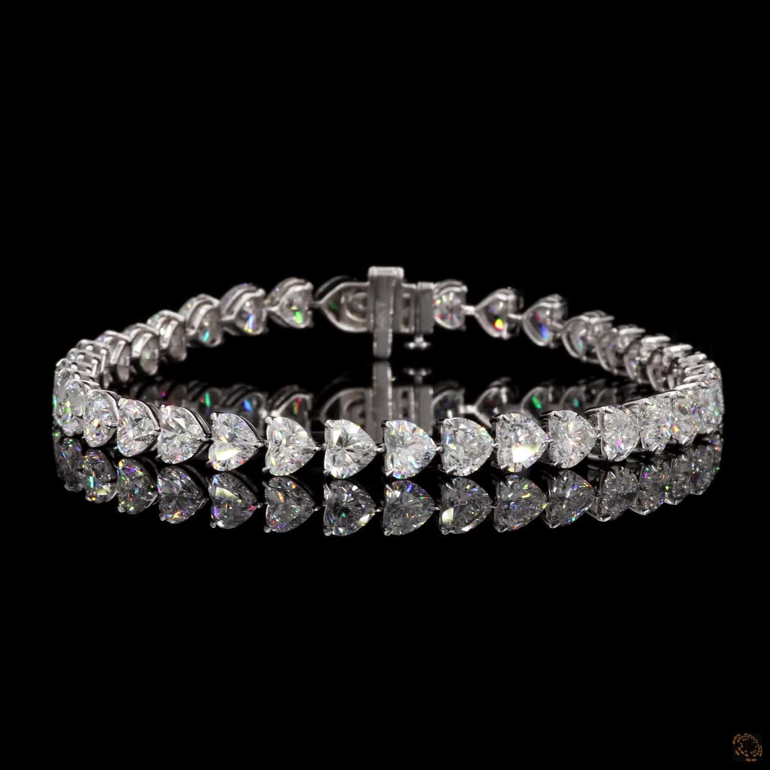 15.10 Ct 14K Yellow Gold Heart-Shaped Diamond Line Bracelet