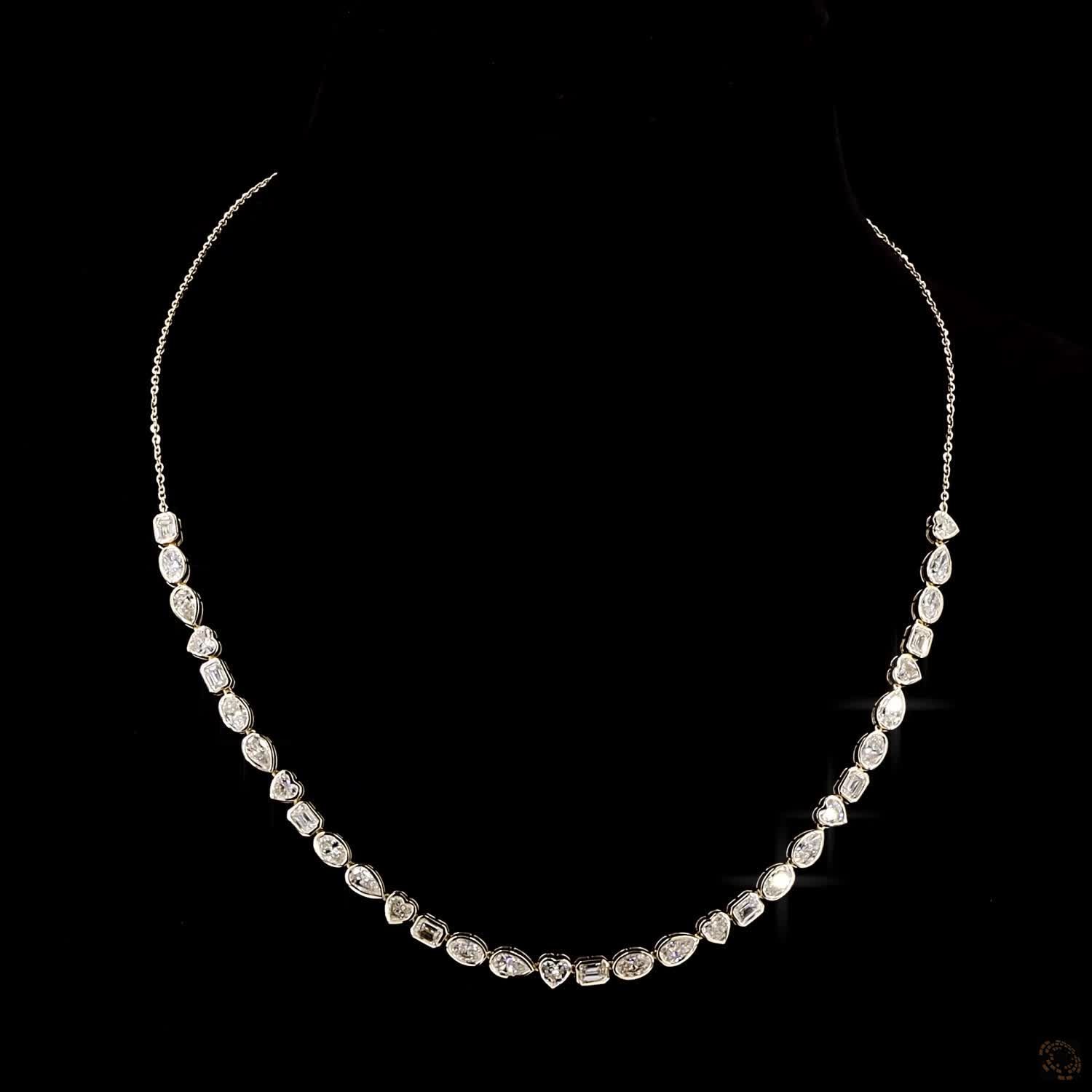 8.83 Ct Multi-Shape Bezel-Set Lab-Grown Diamond Tennis Necklace in 14K Yellow Gold