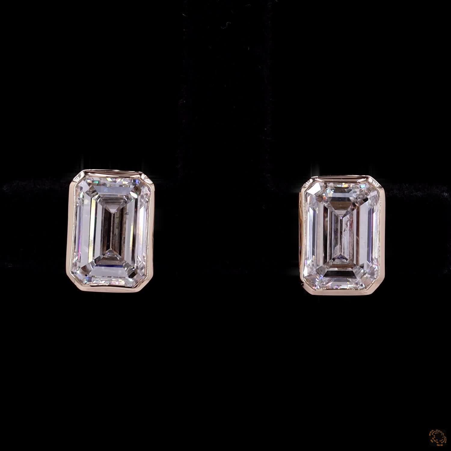 3.15 Ct 14K Yellow GOLD Emerald Shape Studs Earring