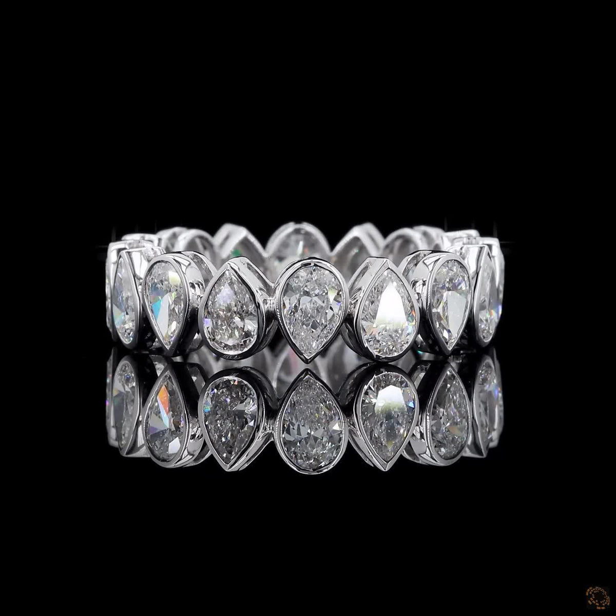 4.16 Ct Bezel-Set Pear Cut Diamond Eternity Band in White Gold