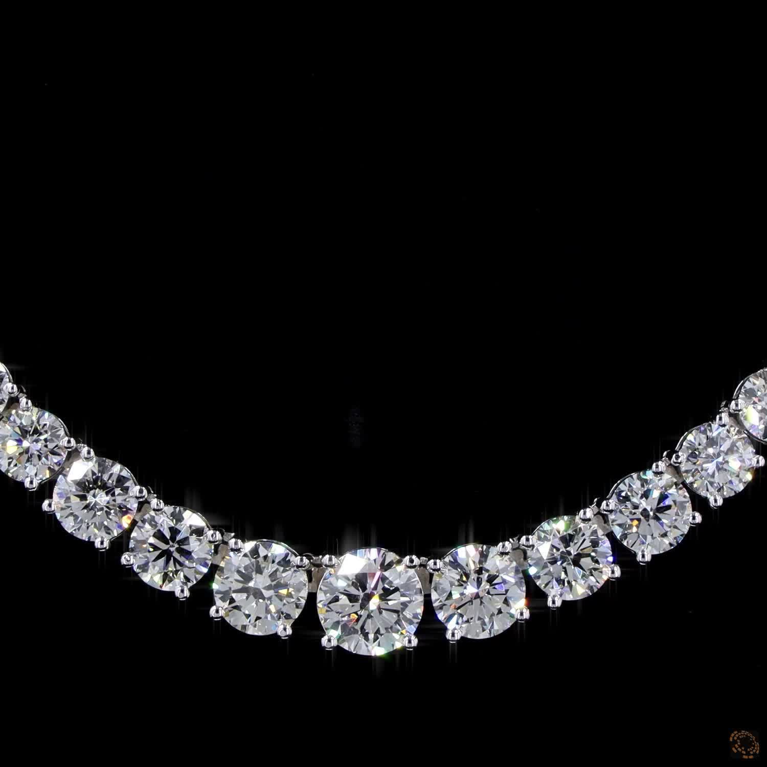 27.80 Cts 14K WHITE GOLD Round Shape Tennis Necklace