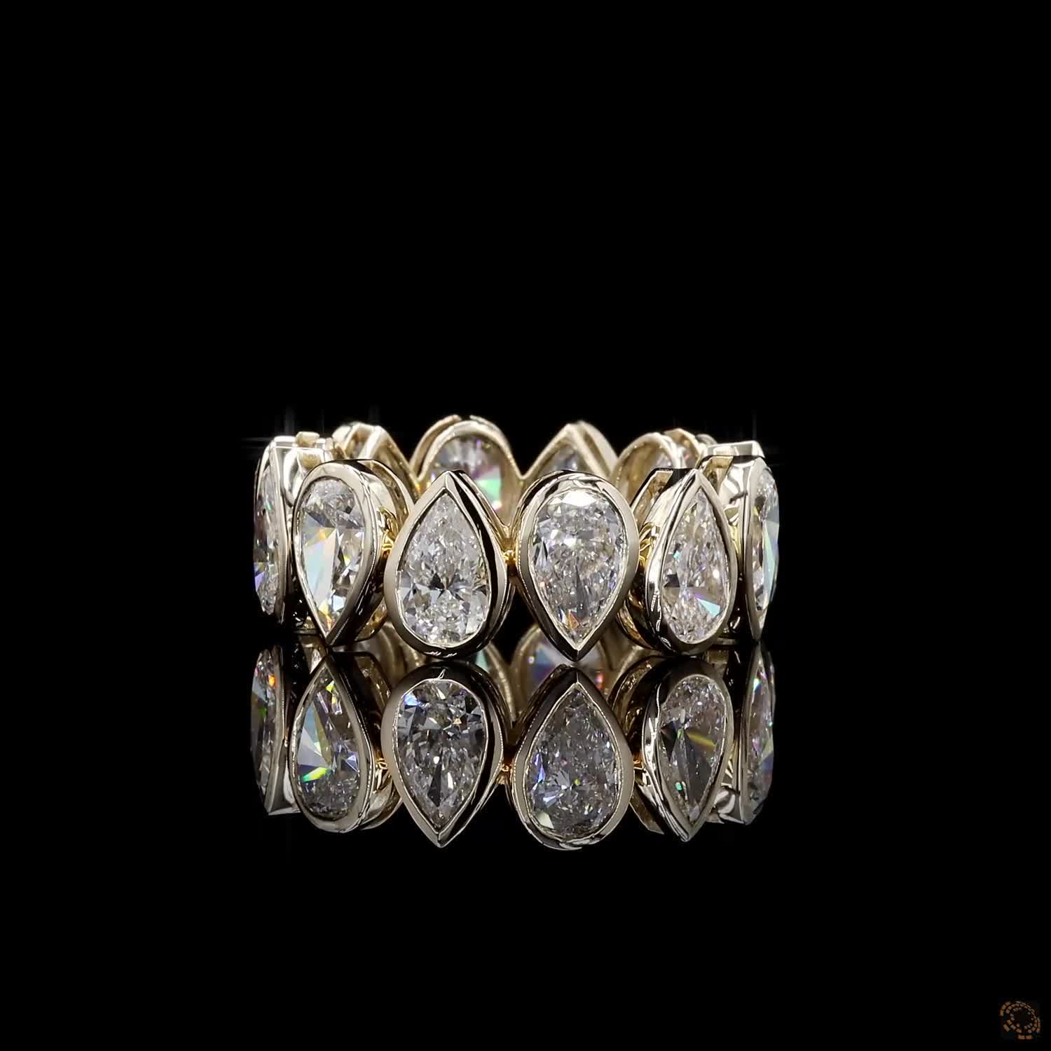 7.89 CT 14K Gold Pear Cut Diamond Eternity Band Ring | Luxury Teardrop Diamond Wedding & Anniversary Ring