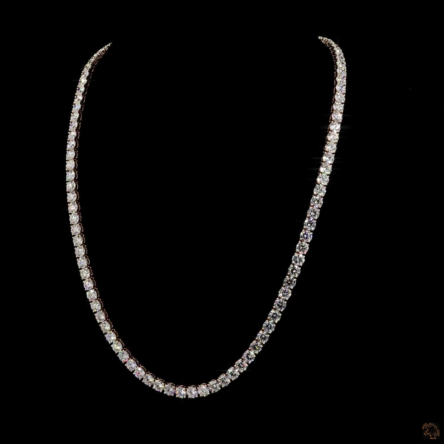 58.61 Ct Round Lab-Grown Diamond Eternity Tennis Necklace in Platinum Finish