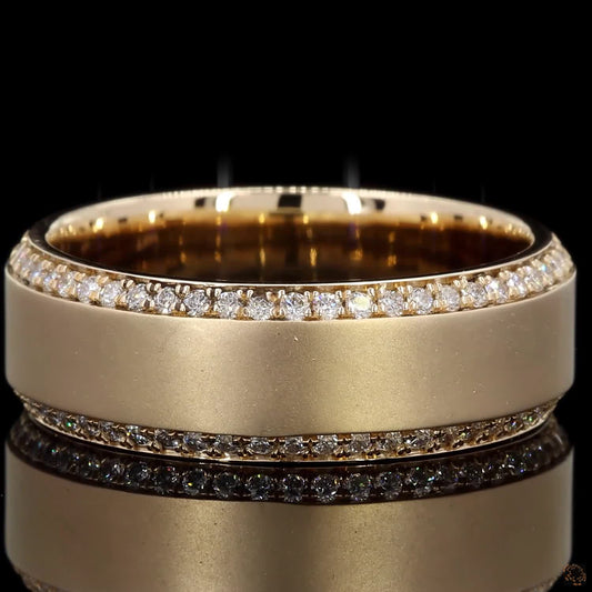 0.47 Ct Yellow Gold Diamond Wedding Band Ring Anniversary Natural Round