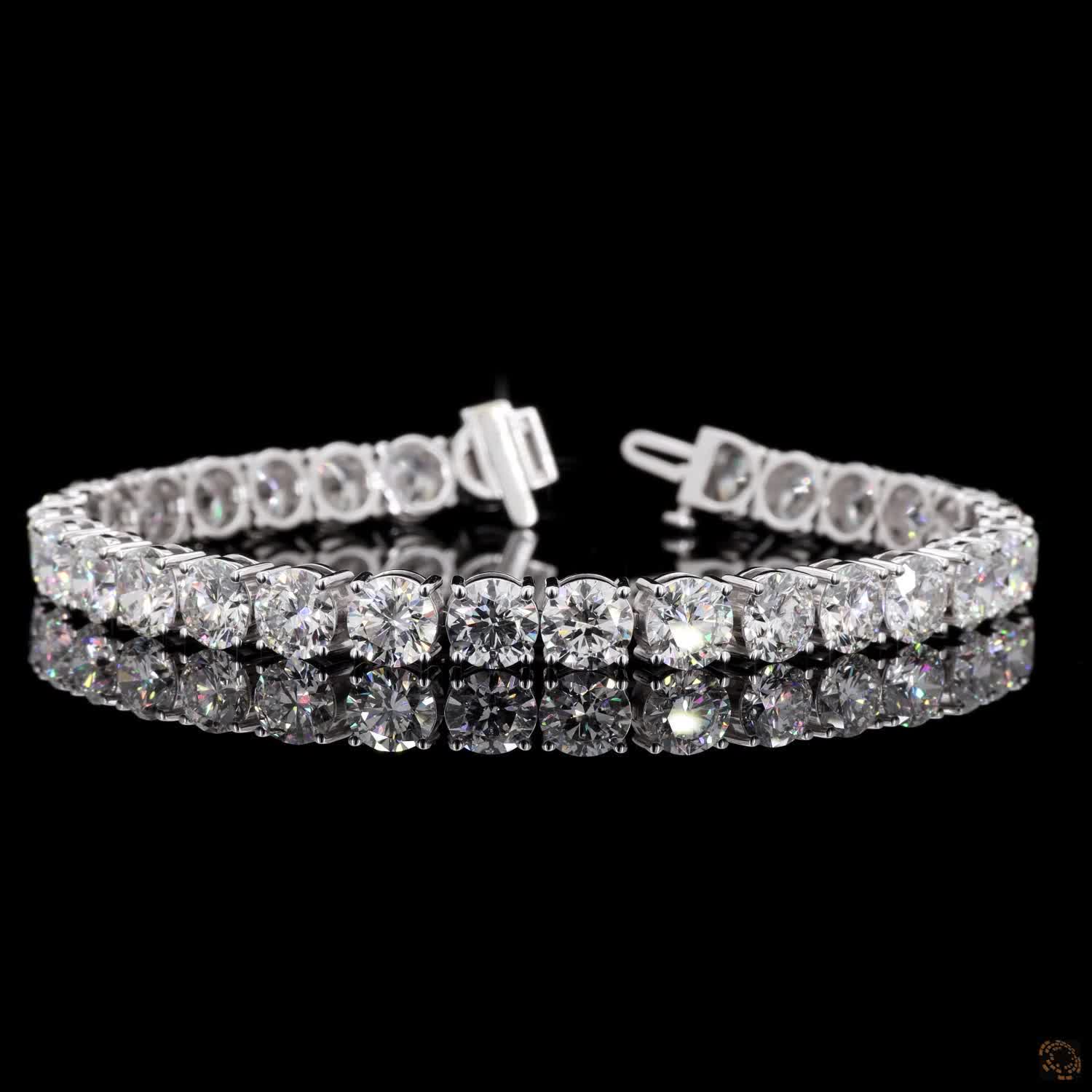 22.78 Ct Round Brilliant Cut Diamond Tennis Bracelet in 14K White Gold – Classic 4-Prong Setting