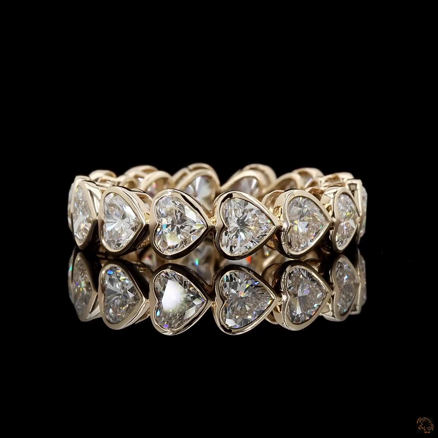 5.38 Ct Bezel-Set Heart Cut Diamond Eternity Band in 14K Yellow Gold