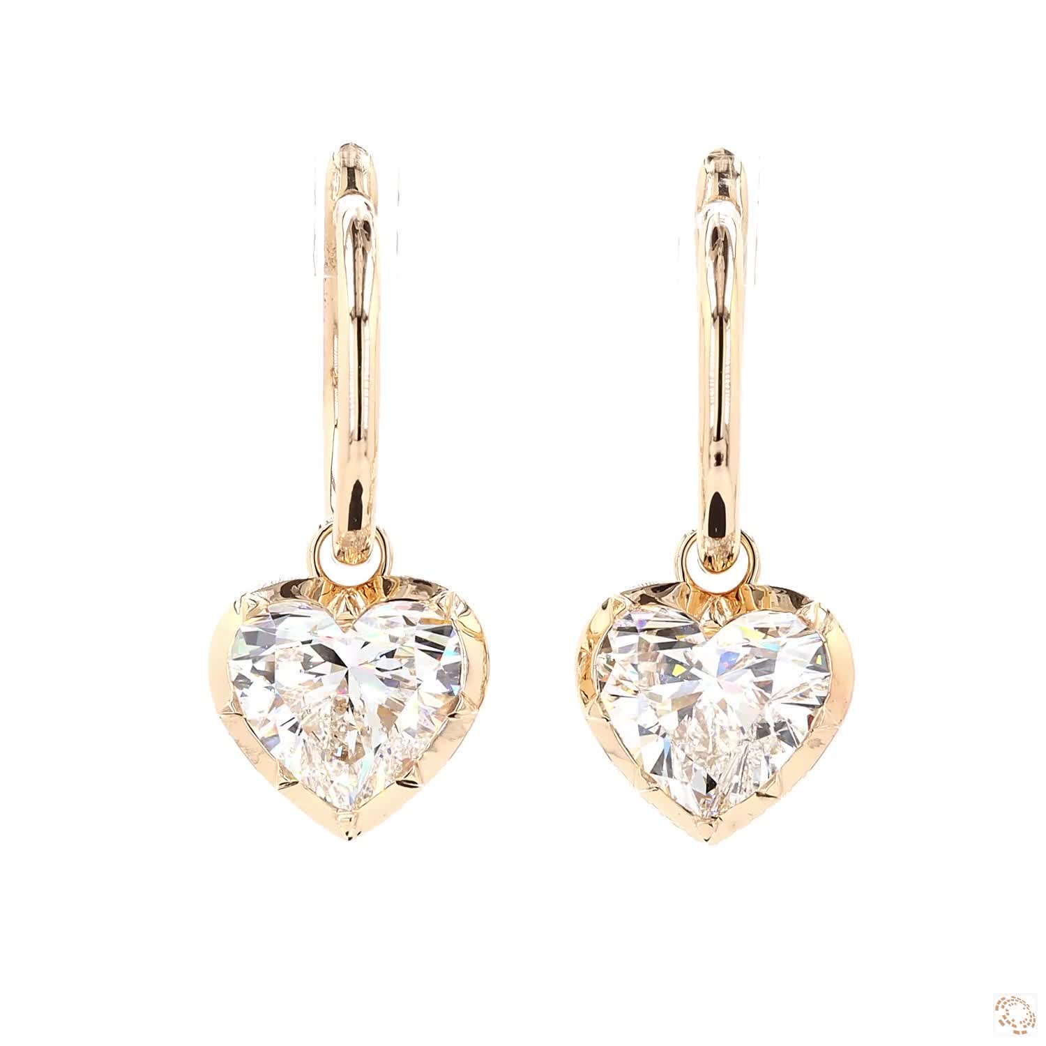 6.14 Ct Minimalist Heart Diamond Georgian Earring | Everyday Gold Dangle Earrings