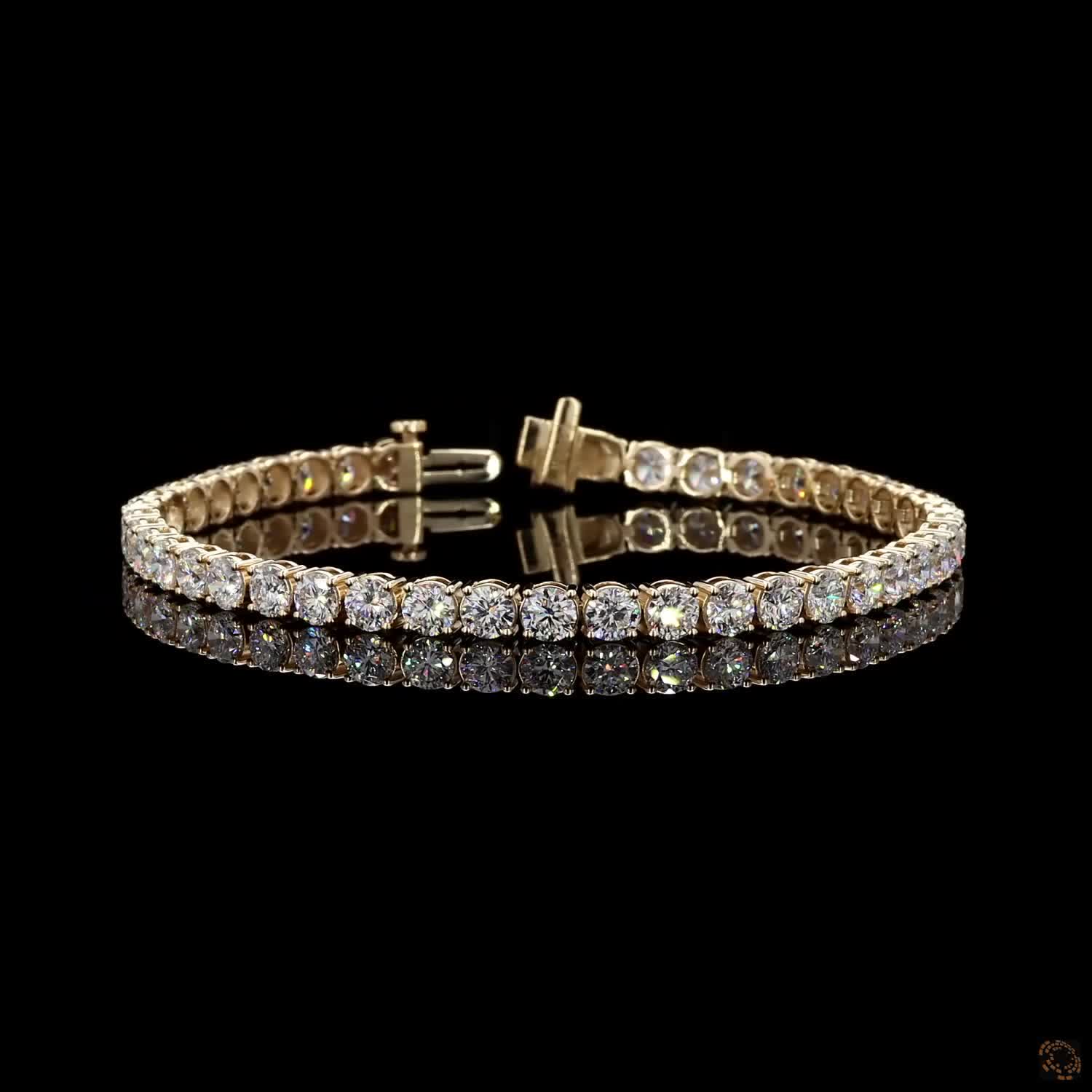 9.34 Ct Graduated Round Tennis Bracelet in 14K Yellow Gold | Center-Focused Diamond Alternative Line Bracelet