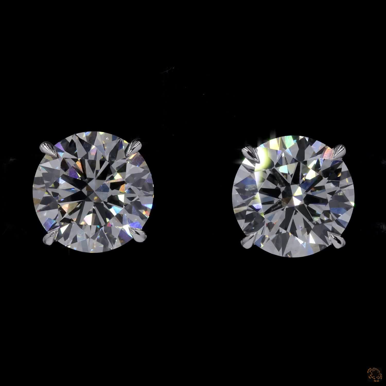 7.15 Ct 14K WHITE GOLD Round Shape Studs Earring