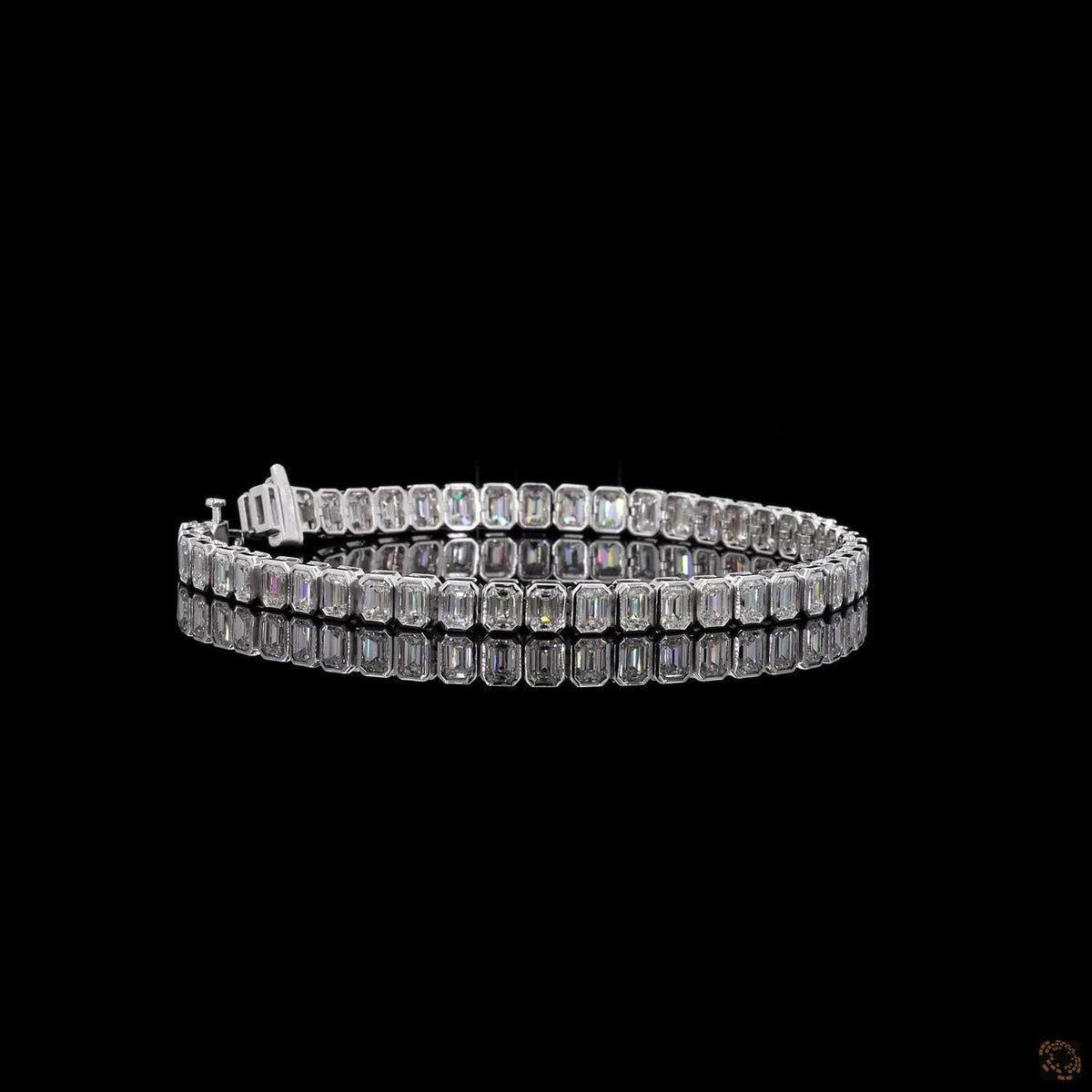 9.56 Ct Large Emerald Cut Diamond Tennis Bracelet, White Gold Bezel Diamond Bracelet, High Carat Emerald Tennis Bracelet, Statement Bezel Diamond Bracelet