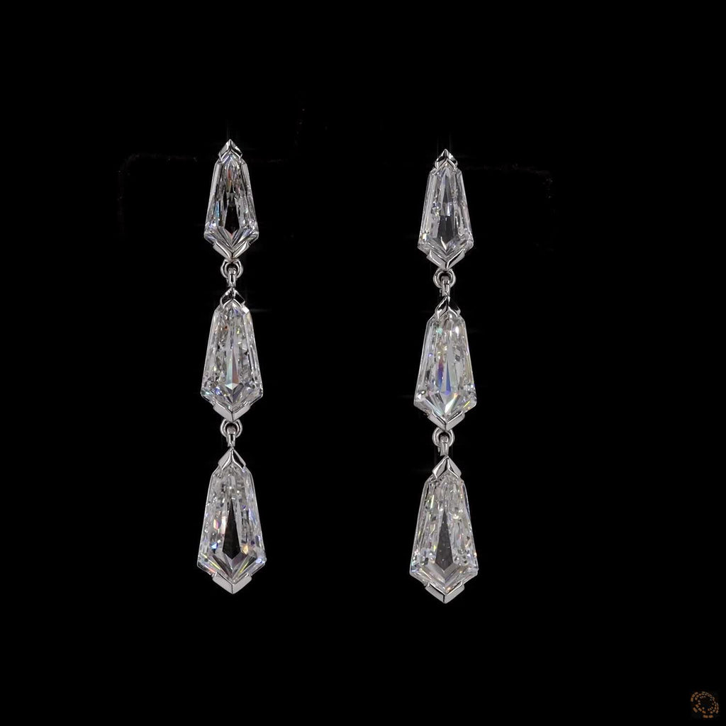 3.97 Ct Diamond Drop Earrings in Platinum with Lab Grown