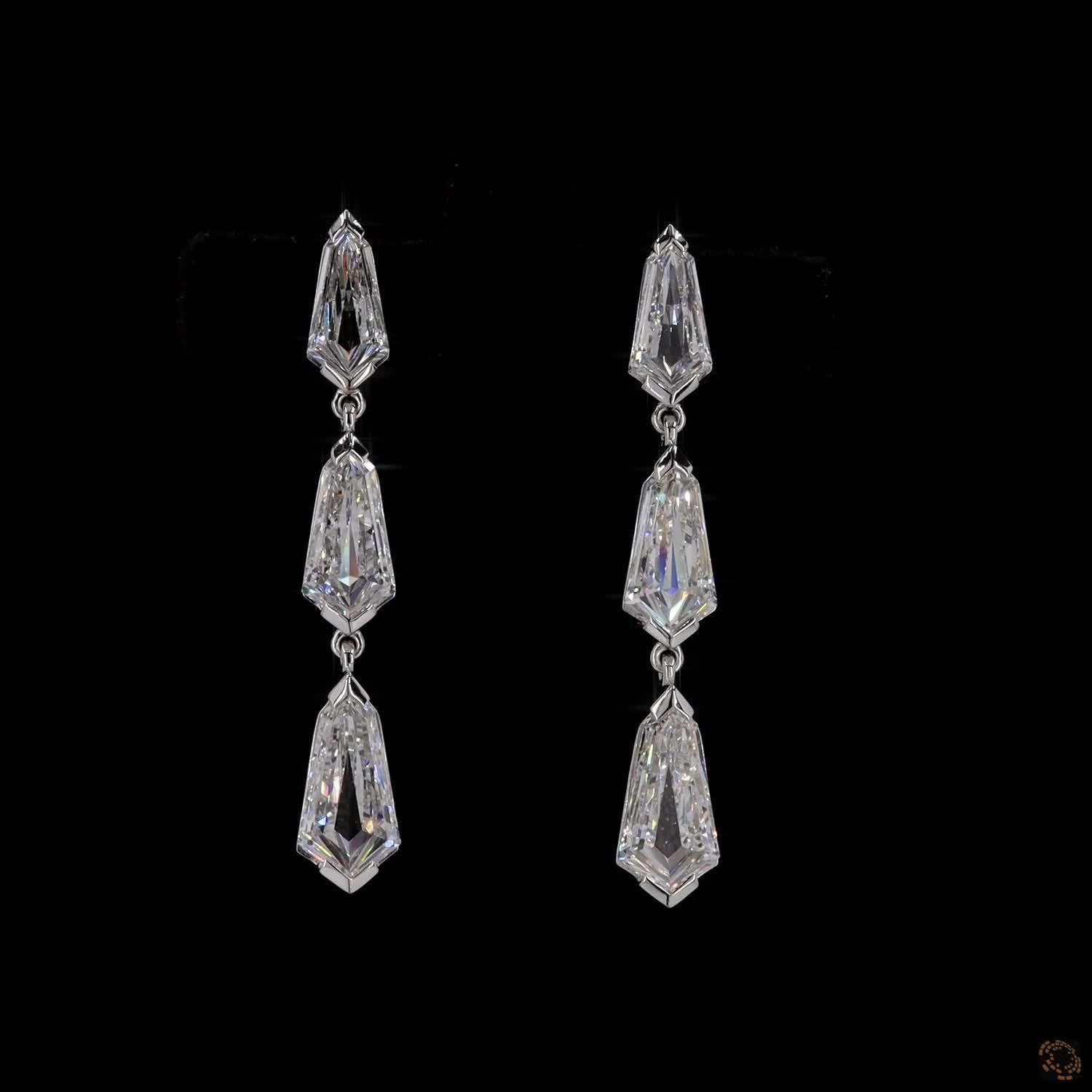 3.97 Ct Diamond Drop Earrings in Platinum with Lab Grown
