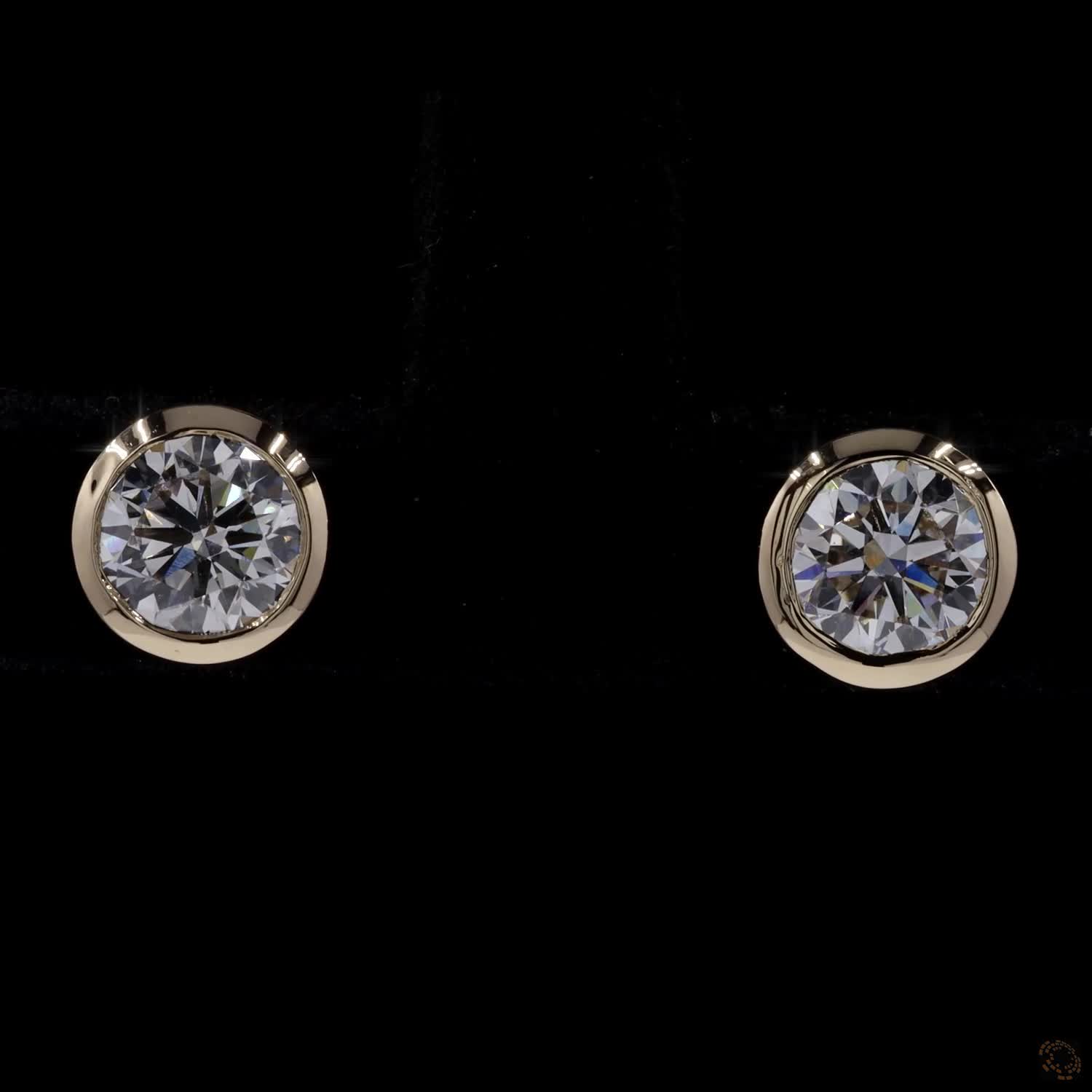 0.91 ct Round Diamond Solitaire Bezel Stud Earrings, High-Polish 14K White Gold Flush-Set Diamond Studs for Women