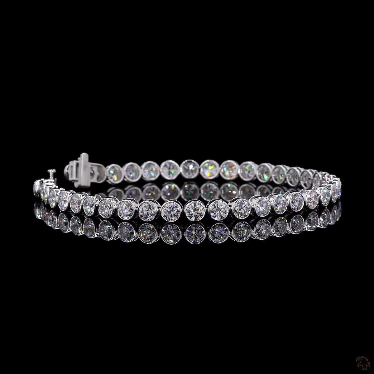 10.02 Ct Bezel-Set Round Diamond Tennis Bracelet in White Gold