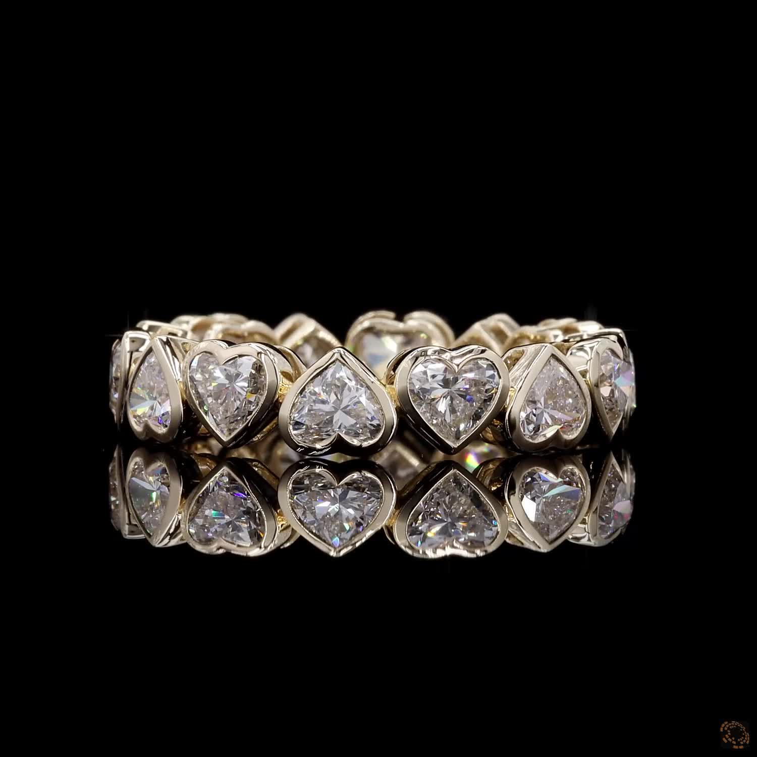 3.79 Ct Heart Shape Cut Horizontal East-West side-by-side alignment along the band