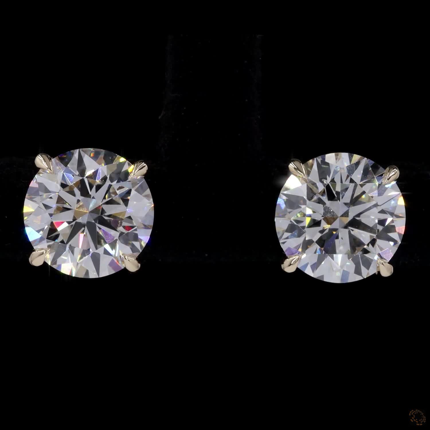 4.05 Ct Solid 14K Yellow Gold Round Brilliant Cut Diamond Stud Earrings – Classic 4-Claw Solitaire Basket Studs