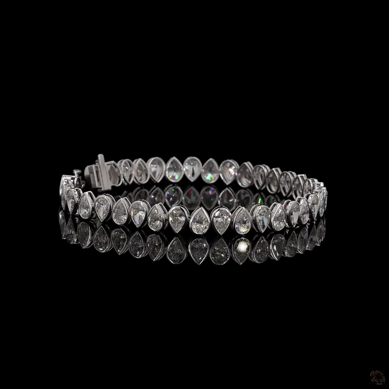 12.82 Ct North-South Pear-Cut Diamond Bezel Tennis Bracelet in White Gold