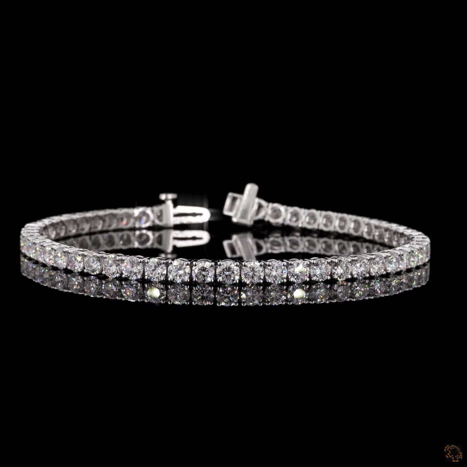 4.18 Ct Delicate 4-Prong Basket Setting featuring smaller, continuous round brilliant-cut stones set in a refined single strand