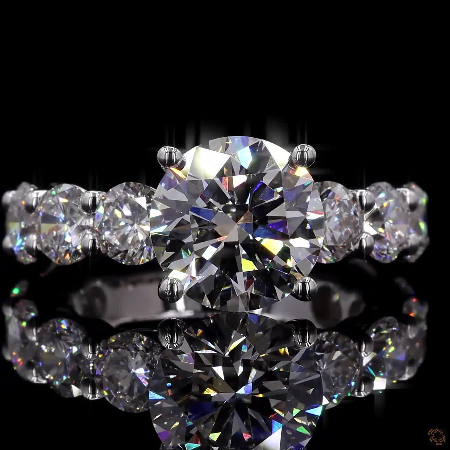 5.45 Ct Round Cut Lab Grown Diamond Ring  Pave Engagement Ring